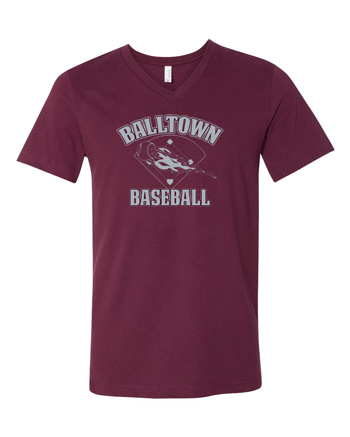 3005- BALLTOWN BASEBALL Maroon Unisex Jersey V-Neck Tee