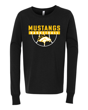 3501Y- MUSTANG BASKETBALL BLACK Youth Jersey Long Sleeve Tee