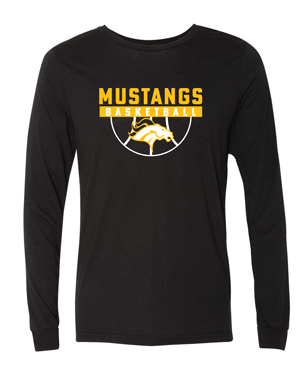 3513- MUSTANG BASKETBALL Black Unisex Triblend Long Sleeve Tee
