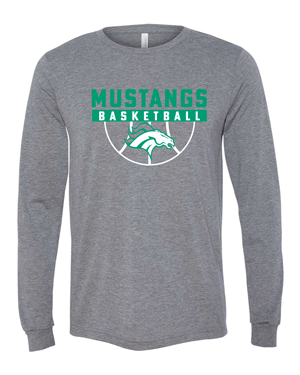 3513- MUSTANG BASKETBALL Grey Unisex Triblend Long Sleeve Tee