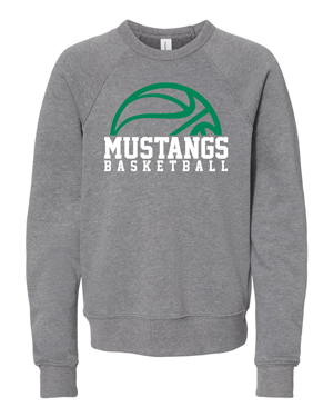 3901Y- MUSTANG BASKETBALL Youth Sponge Fleece Crewneck Sweatshirt