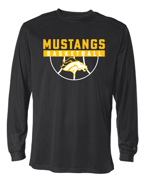 4104- MUSTANG BASKETBALL Black B-Core Long Sleeve T-Shirt