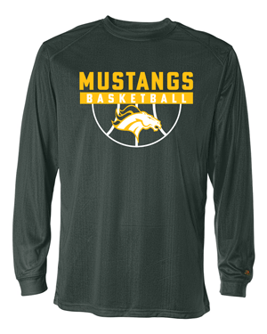 4104- MUSTANG BASKETBALL Forest Green B-Core Long Sleeve T-Shirt