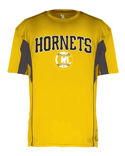 2147- 2147- CRC HORNETS Gold/Graphite Badger YOUTH B-Core Drive Short Sleeve T-Shirt