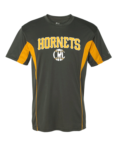 4147- CRC HORNETS Graphite/Gold Badger ADULT B-Core Drive Short Sleeve T-Shirt