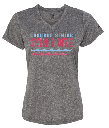 4362- DBQ SENIOR SWIM Pro Women's Heather V-Neck T-Shirt