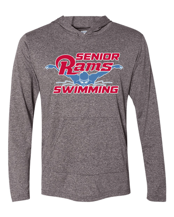 46500- DBQ SENIOR MEN'S SWIM Black Performance® Hooded Long Sleeve T-Shirt