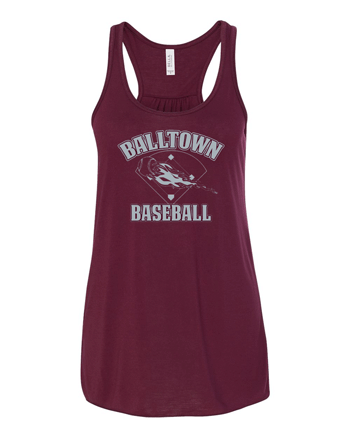 8800- BALLTOWN BASEBALL Maroon Women's Flowy Racerback Tank