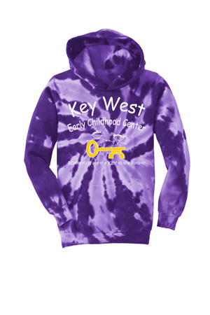 PC146Y- KEY WEST EARLY CHILDHOOD Youth Tie-Dye Pullover Hooded Sweatshirt