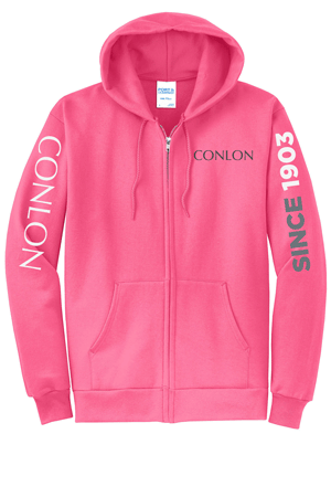PC78ZH- CONLON Neon Pink Core Fleece Full-Zip Hooded Sweatshirt