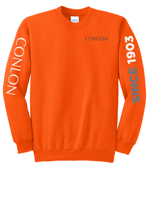 PC90- CONLON Safety Orange Essential Fleece Crewneck Sweatshirt