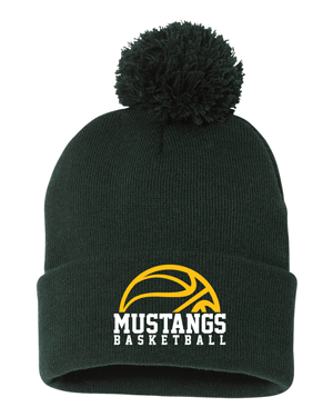 SP15- MUSTANG BASKETBALL Pom-Pom 12" Knit Beanie