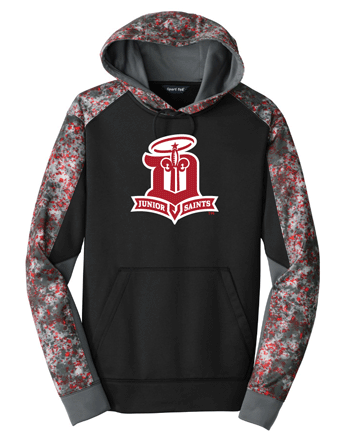 ST231- JR SAINTS Sport-Tek® Sport-Wick® Mineral Freeze Fleece Colorblock Hooded Pullover