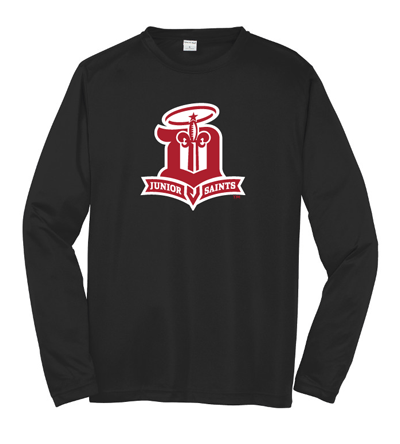 ST350LS- JR SAINTS Black Sport-Tek® Long Sleeve PosiCharge® Competitor™ Tee