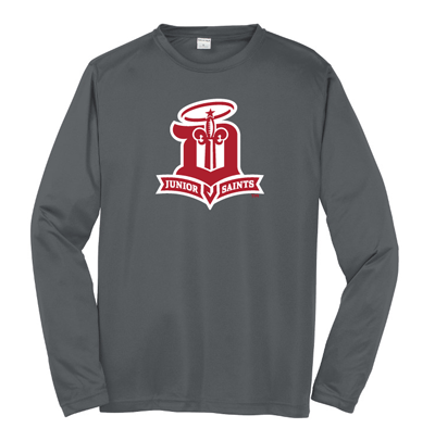 ST350LS- JR SAINTS Iron Grey Sport-Tek® Long Sleeve PosiCharge® Competitor™ Tee