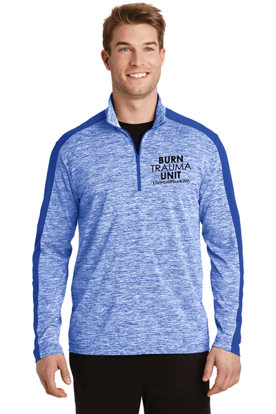 ST397- U OF I BURN UNIT Sport-Tek® PosiCharge® Electric Heather Colorblock 1/4-Zip Pullover