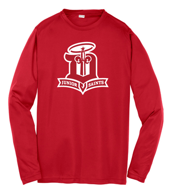 YST350LS- JR SAINTS Red Sport-Tek® Youth Long Sleeve PosiCharge® Competitor™ Tee