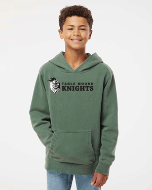 PRM1500Y- TABLE MOUND Youth Midweight Pigment-Dyed Hooded Sweatshirt