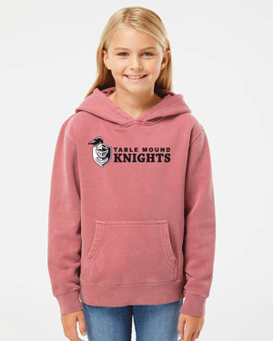 PRM1500Y- TABLE MOUND Youth Midweight Pigment-Dyed Hooded Sweatshirt