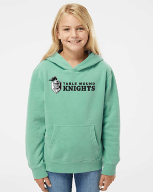 PRM1500Y- TABLE MOUND Youth Midweight Pigment-Dyed Hooded Sweatshirt