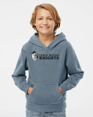 PRM1500Y- TABLE MOUND Youth Midweight Pigment-Dyed Hooded Sweatshirt